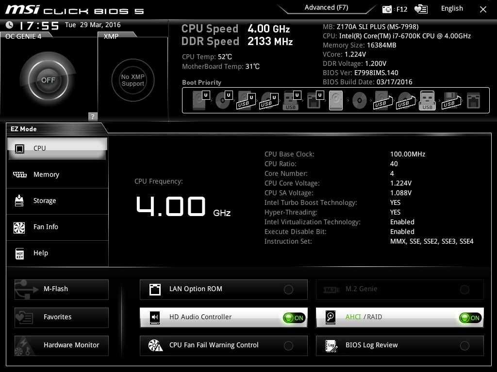 Asus z170a bios настройка